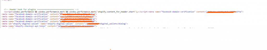 Shopify - Facebook Domain Verification Meta Tags